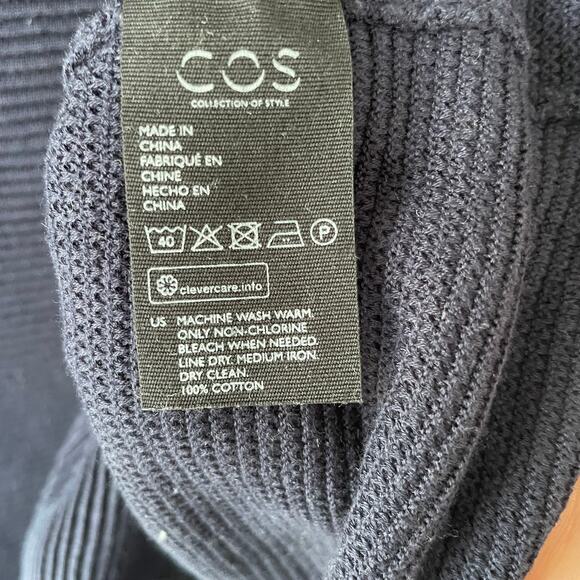 COS Navy Blue Ribbed Sweater Mock Neck - Picture 4 of 5